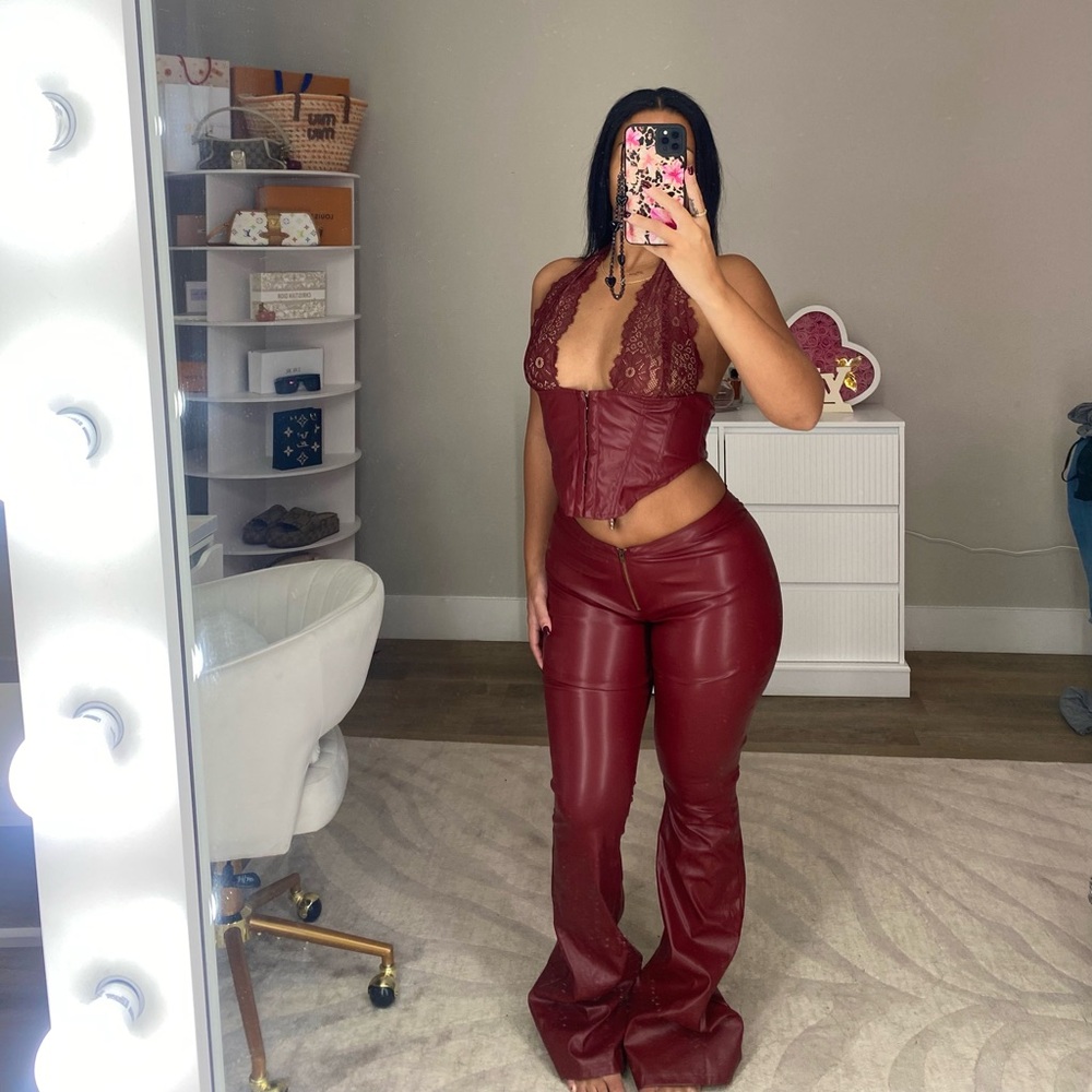 FashionNova all you need faux leather pant set